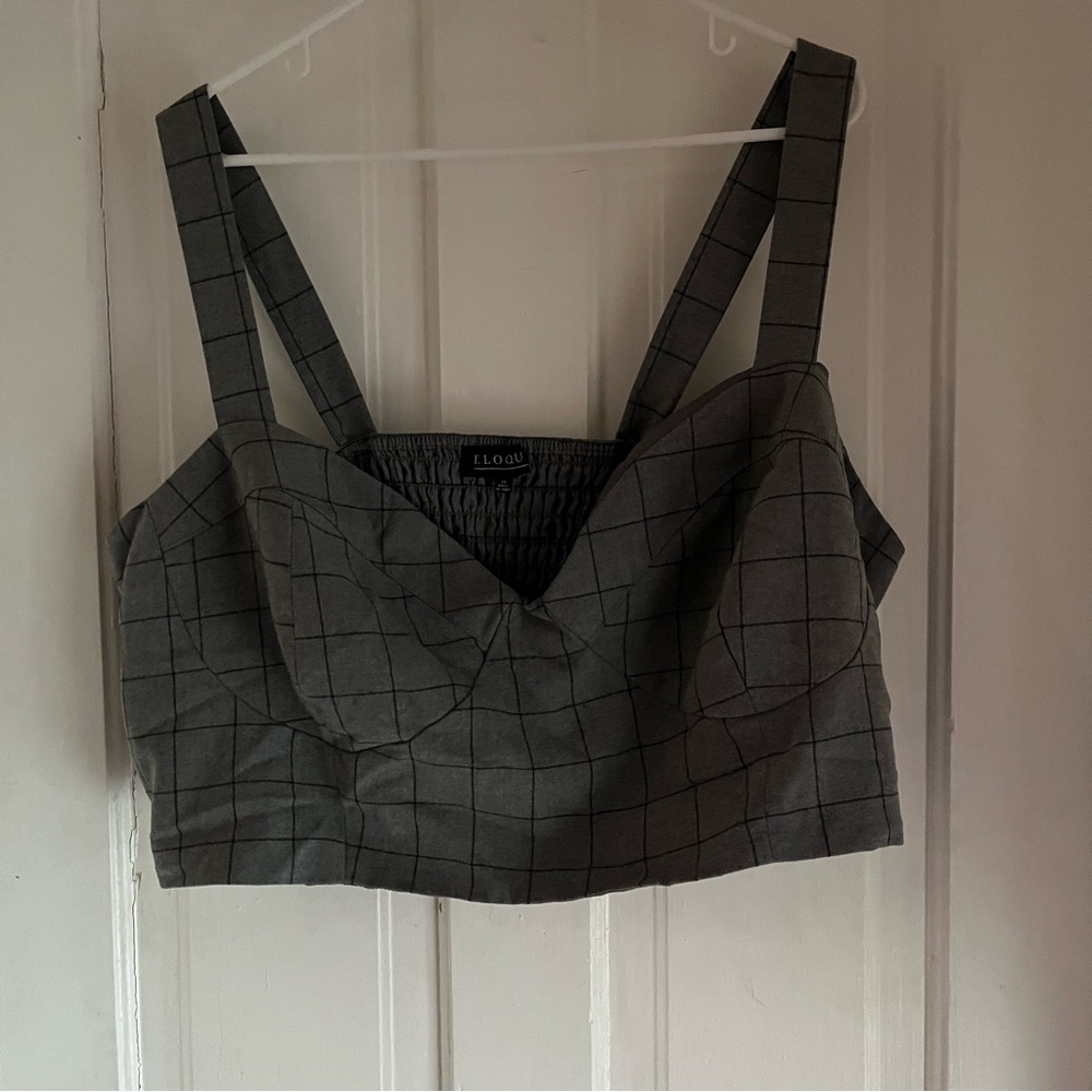Eloquii Grey Plaid Bustier Corset size 26